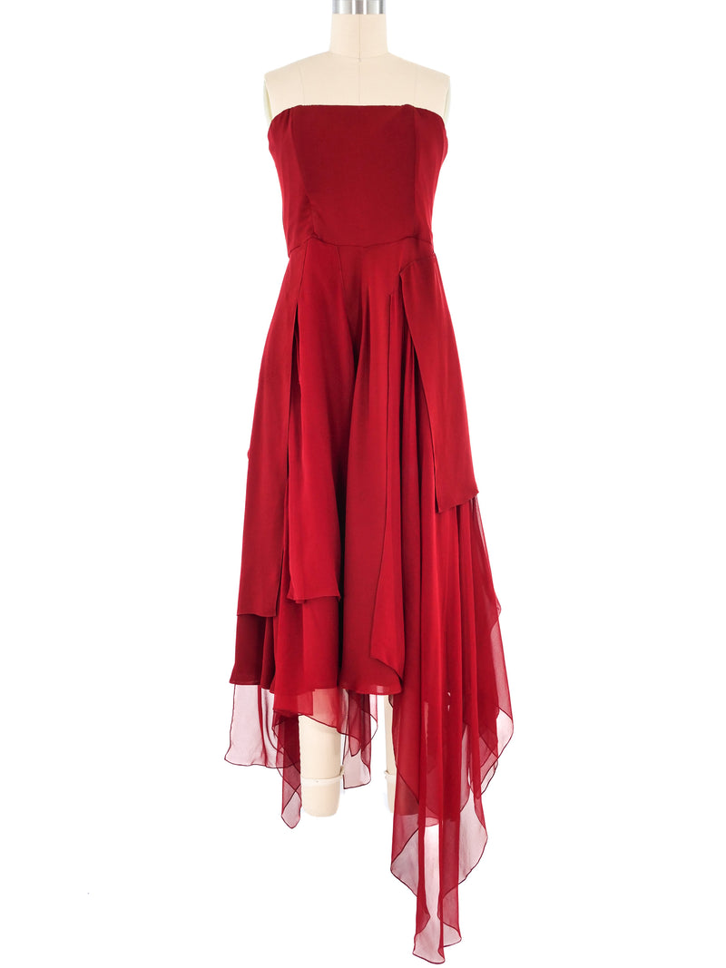 Morgane Le Fay Handkerchief Strapless Silk Dress Dress arcadeshops.com