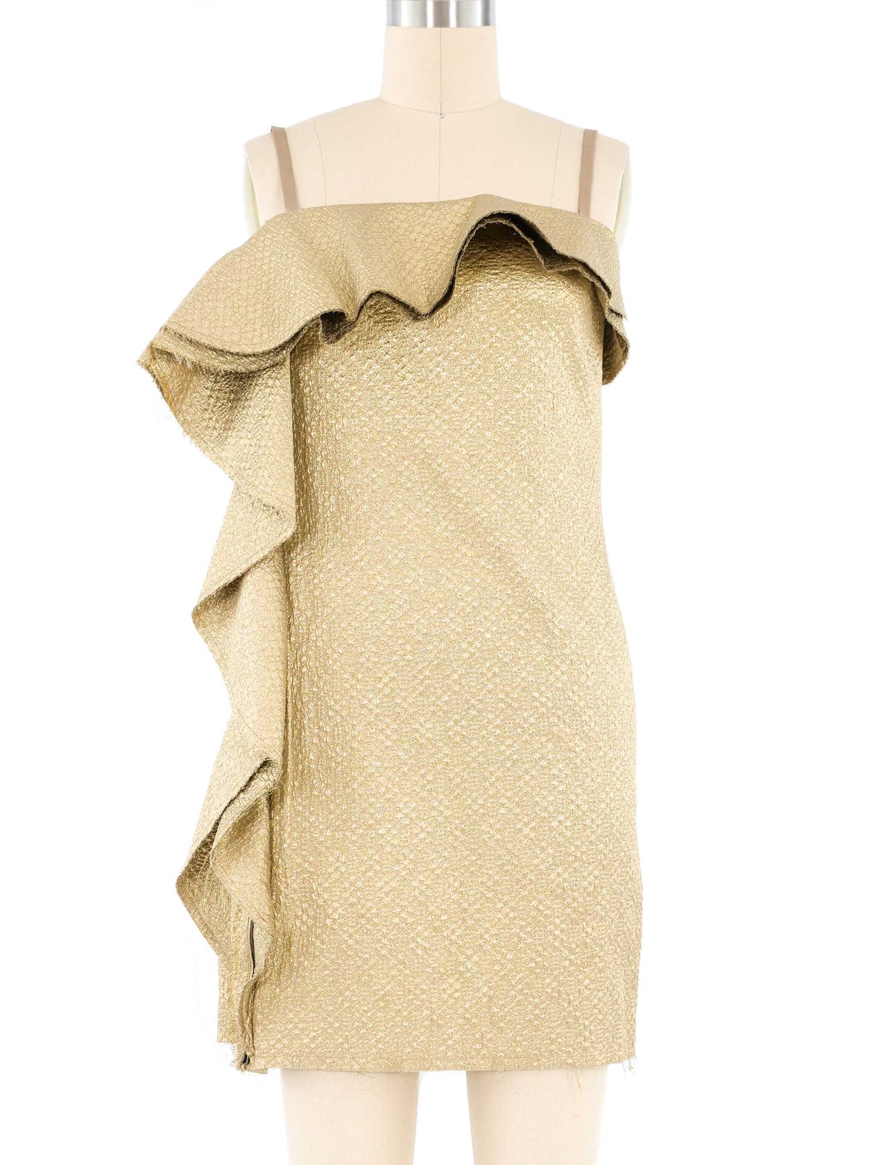 Lanvin Metallic Gold Ruffle Mini Dress Lanvin Metallic Gold Ruffle Mini Dress