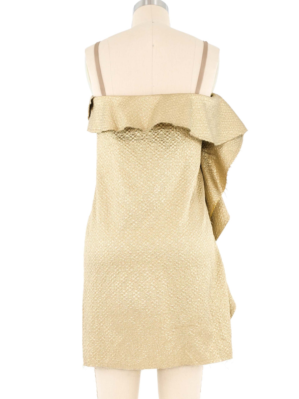 Lanvin Metallic Gold Ruffle Mini Dress
