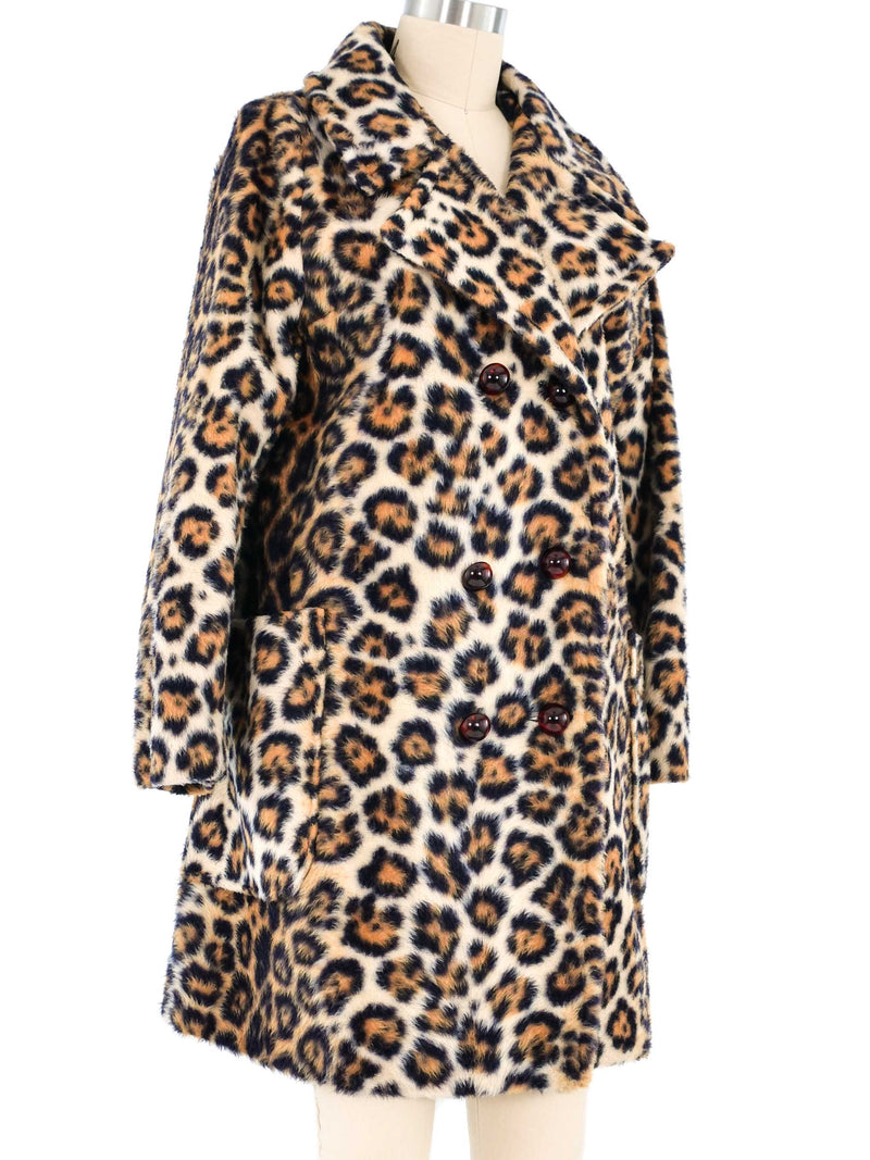 1960s Leopard Faux Fur Coat Jacket arcadeshops.com