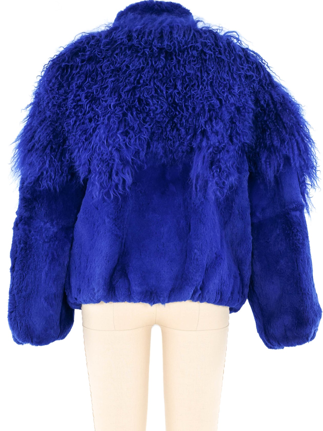 Cropped Jackets Royal Blue Faux Fur Jacket Cropped Fur Jacket
