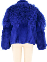 Electric Blue Cropped Fur Coat Jacket arcadeshops.com