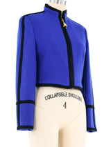 Versus Gianni Versace Cropped Blue Jacket Jacket arcadeshops.com