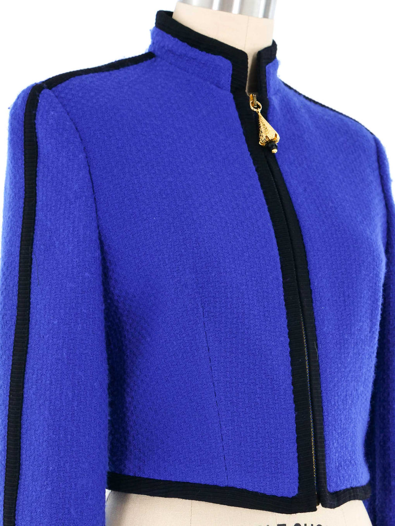 Versus Gianni Versace Cropped Blue Jacket Jacket arcadeshops.com