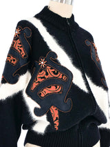 Applique Zip Front Angora Sweater Jacket arcadeshops.com