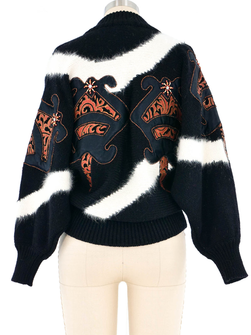 Applique Zip Front Angora Sweater Jacket arcadeshops.com