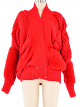 Escada Red Dimensional Sweater Jacket arcadeshops.com