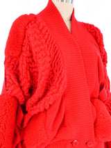 Escada Red Dimensional Sweater Jacket arcadeshops.com