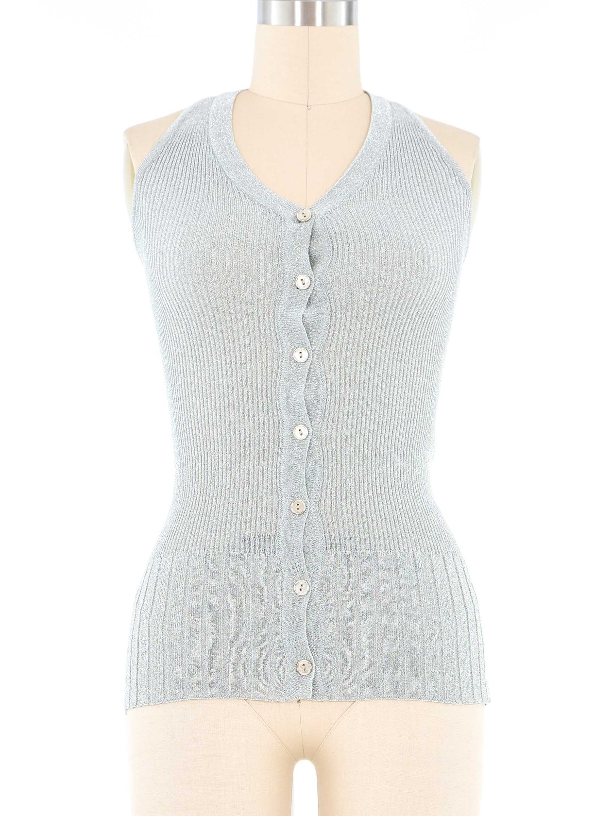 Yves Saint Laurent Silver Lurex Knit Vest