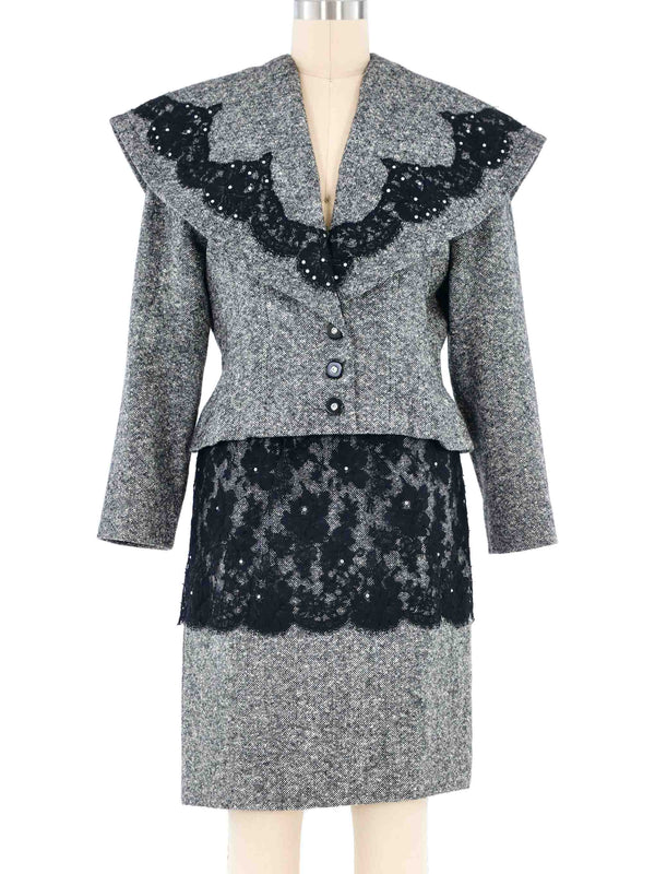 Patrick Kelly Lace Trimmed Skirt Suit Suit arcadeshops.com