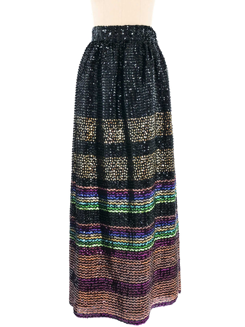 1970s Sequined Maxi Skirt Bottom arcadeshops.com