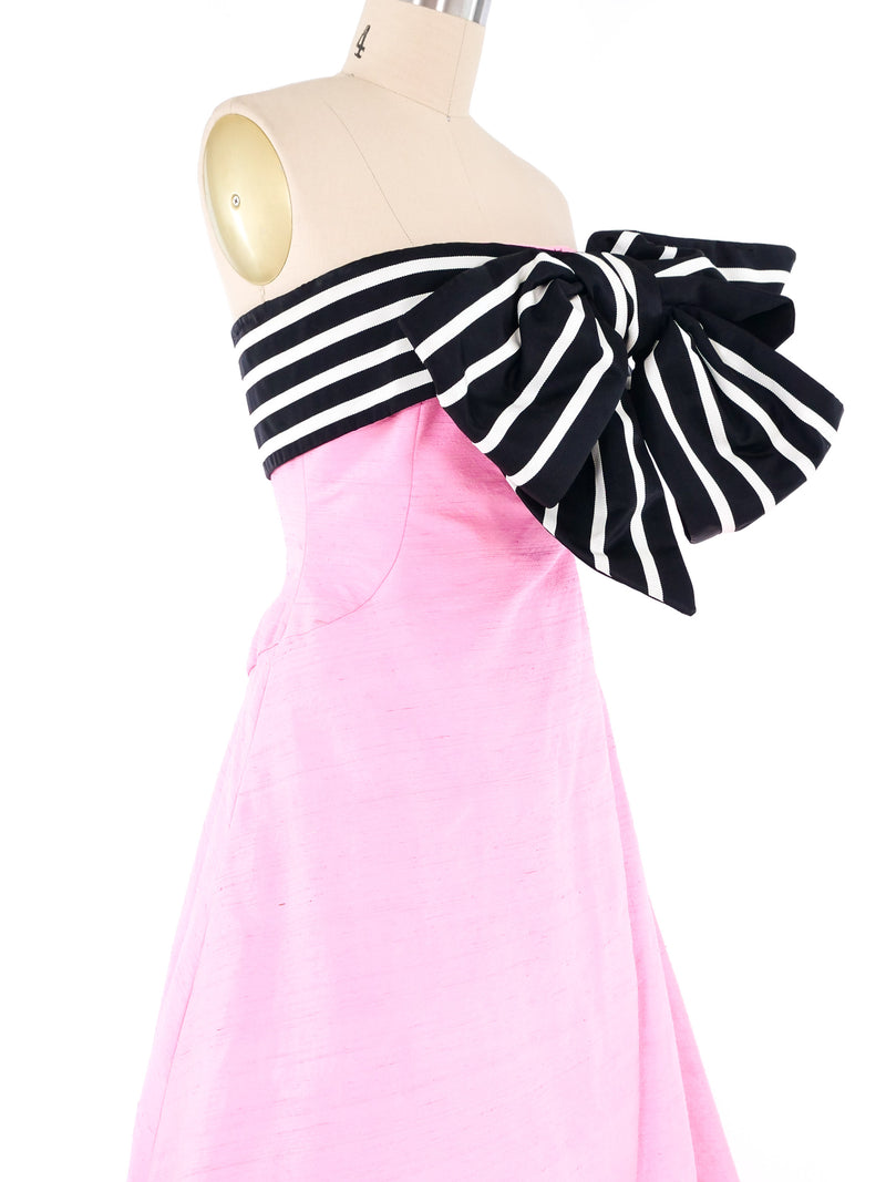 Scaasi Pink Bow Gown Dress arcadeshops.com