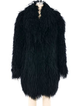 Black Mongolian Fur Coat Outerwear arcadeshops.com