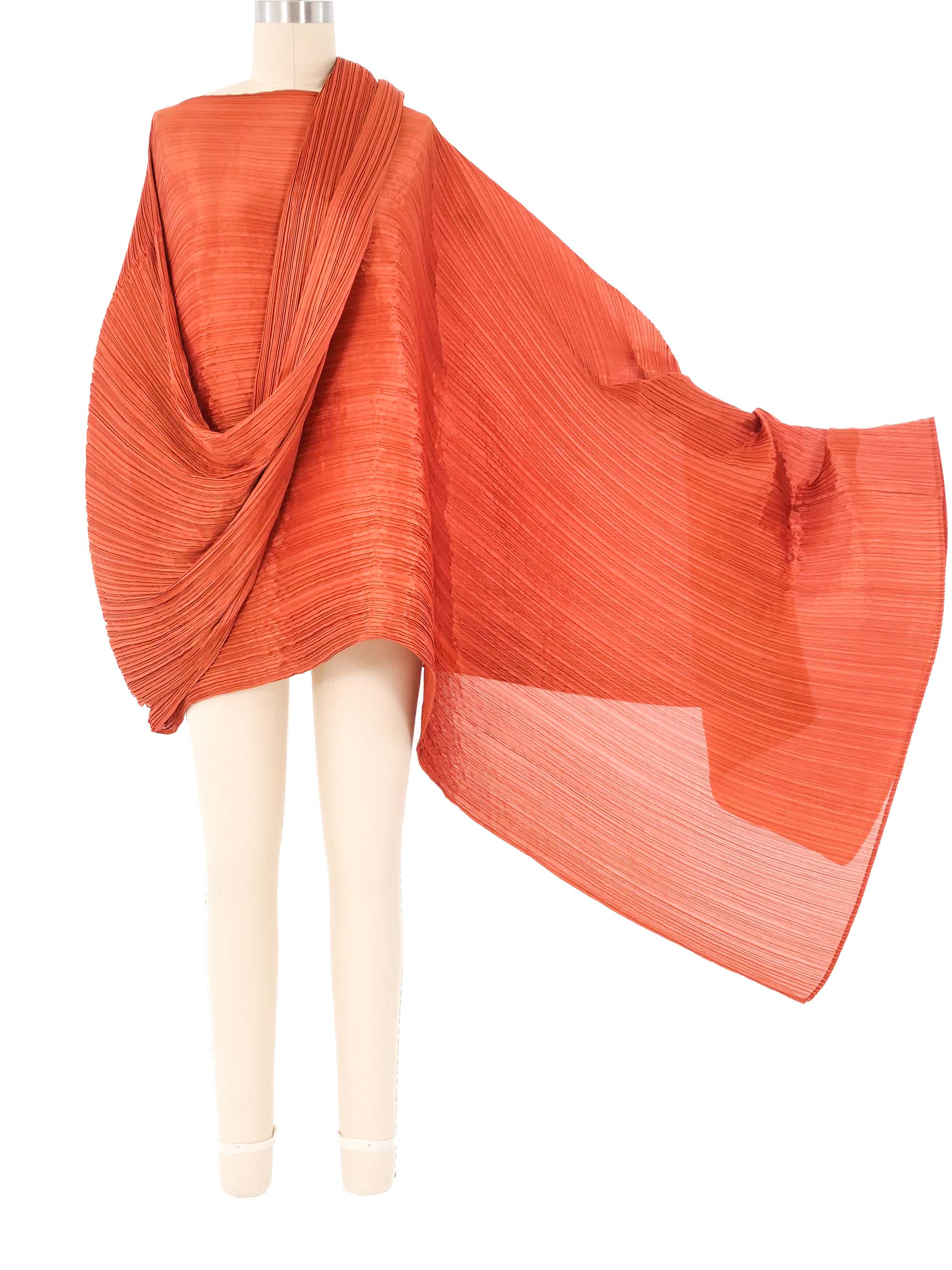 Issey Miyake Copper Plisse Pleated Wrap Cape