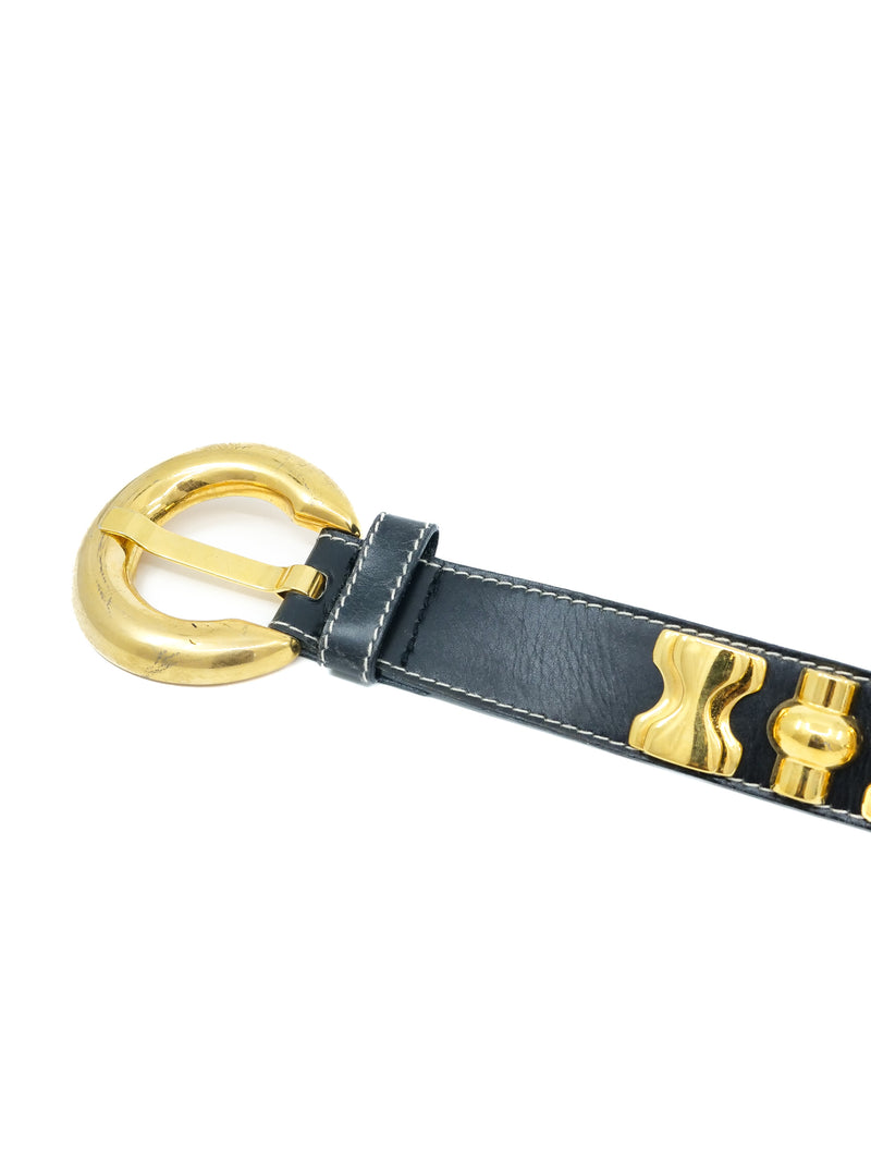Escada Gold Hardware Leather Belt Accessory arcadeshops.com