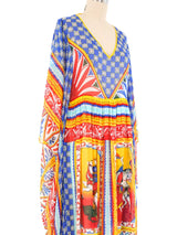 Dolce and Gabbana Carretto Print Silk Chiffon Caftan Dress arcadeshops.com