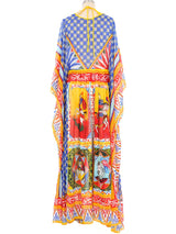 Dolce and Gabbana Carretto Print Silk Chiffon Caftan Dress arcadeshops.com