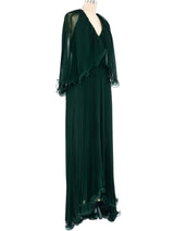 Alfred Bosand Emerald Pleated Evening Gown Dress arcadeshops.com
