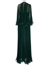 Alfred Bosand Emerald Pleated Evening Gown Dress arcadeshops.com