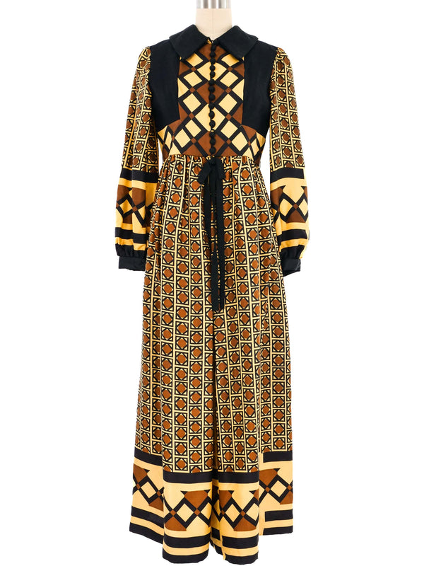 1960s Oscar de la Renta Printed Silk Palazzo Pant Jumpsuit Jumpsuit arcadeshops.com