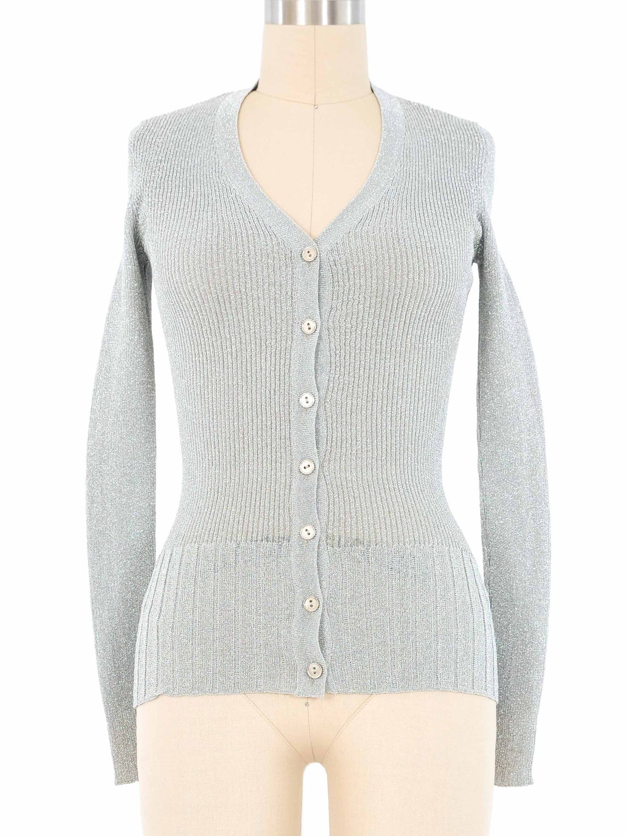 Yves Saint Laurent Silver Lurex Cardigan