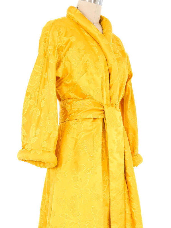1950s Dynasty Yellow Brocade Puff Trim Robe Jacket arcadeshops.com