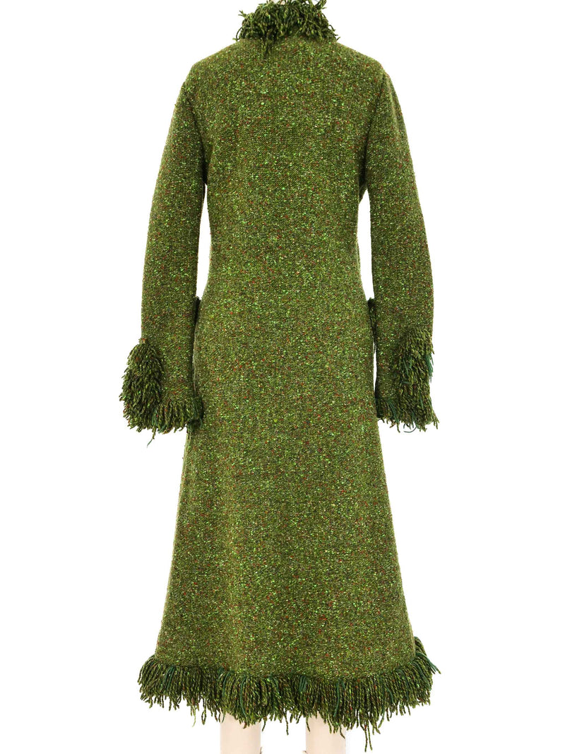 Adolfo Green Fringe Knit Jacket Jacket arcadeshops.com