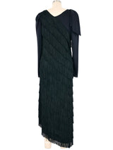 Black Fringe Jersey Gown Dress arcadeshops.com