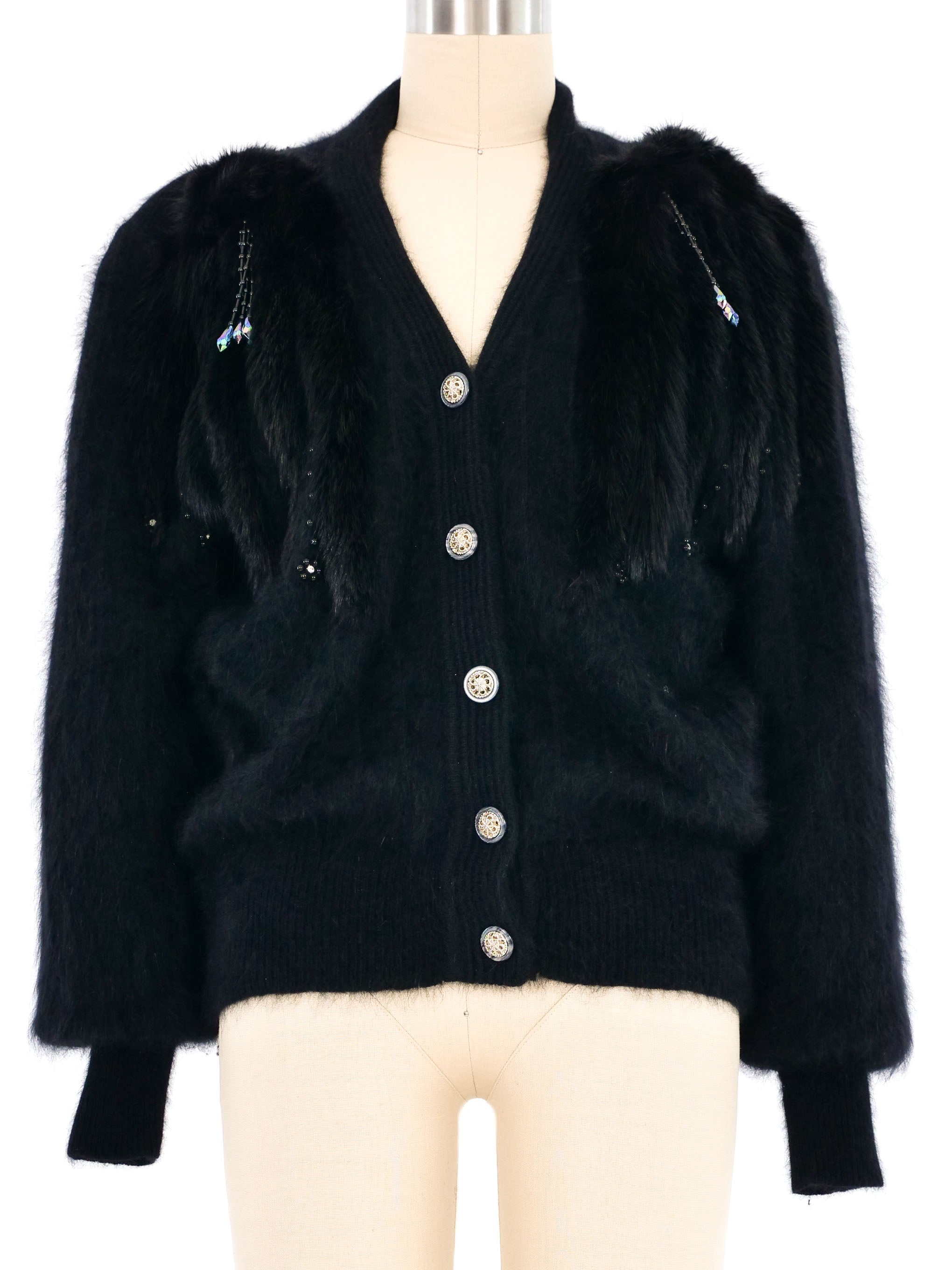 Black angora cardigan sale