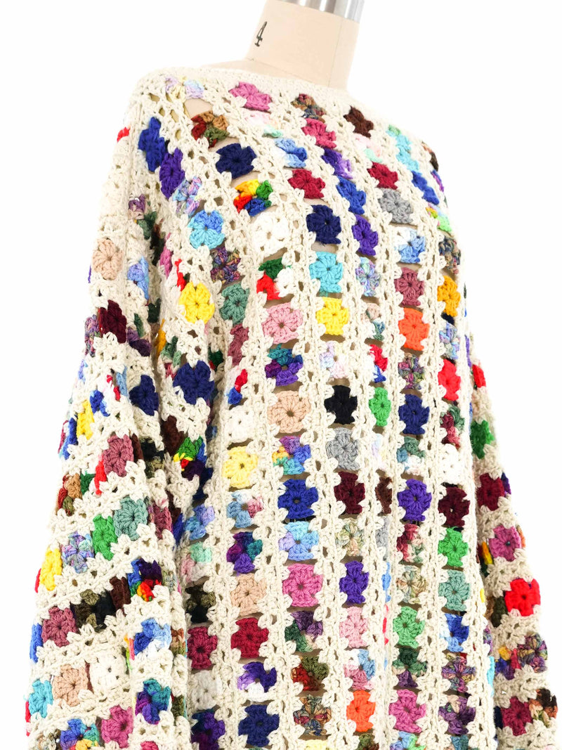 Granny Square Crochet Sweater Dress Dress arcadeshops.com