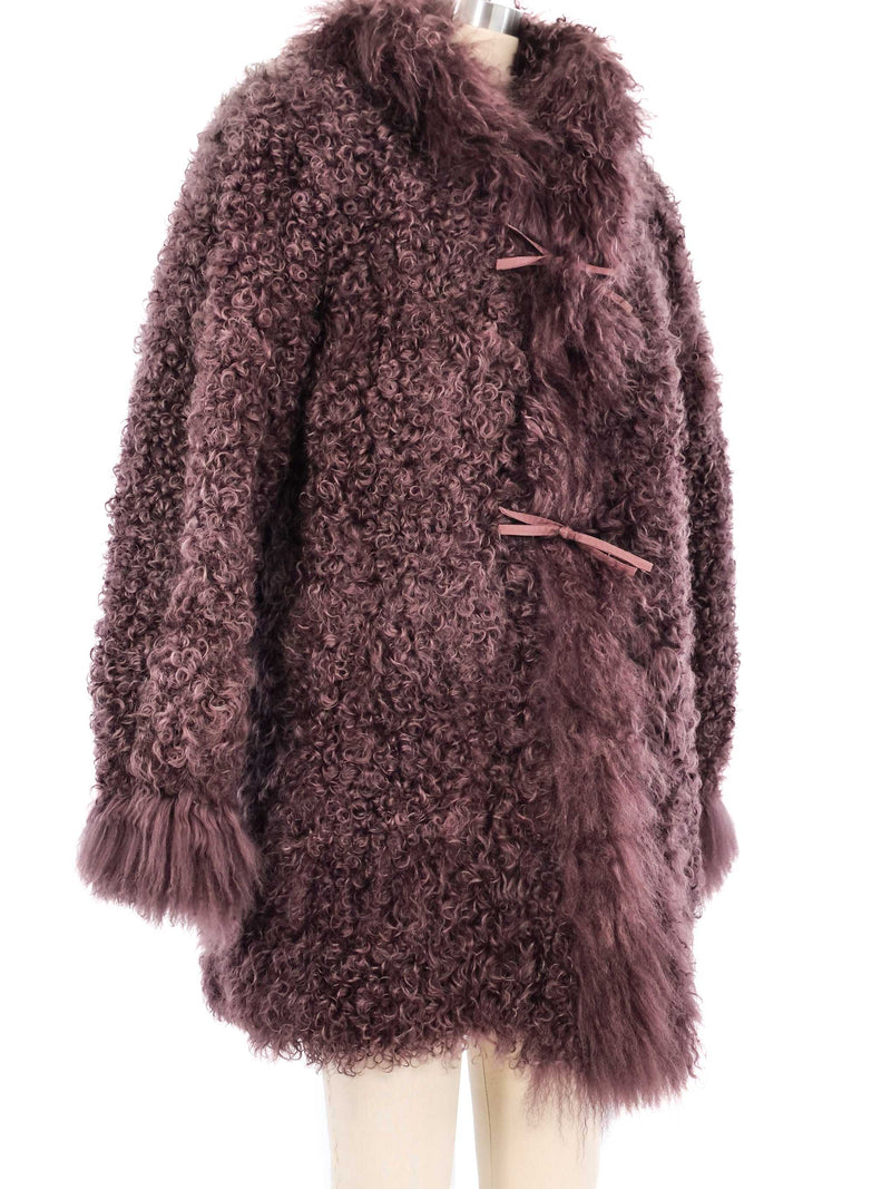 Mauve Mongolian Fur Coat Outerwear arcadeshops.com