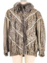 Fur Trimmed Snakeskin Bomber Outerwear arcadeshops.com