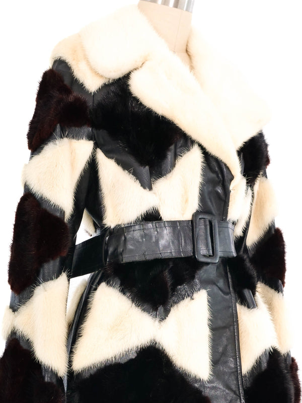 Patchwork Fur Leather Coat Outerwear arcadeshops.com