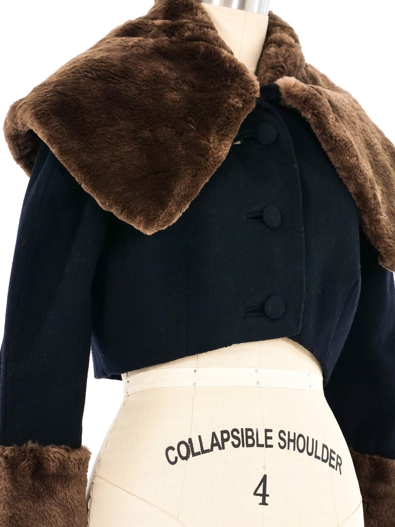 1990s Christian Lacroix Faux Fur Trim Cropped Wool Jacket Jacket arcadeshops.com