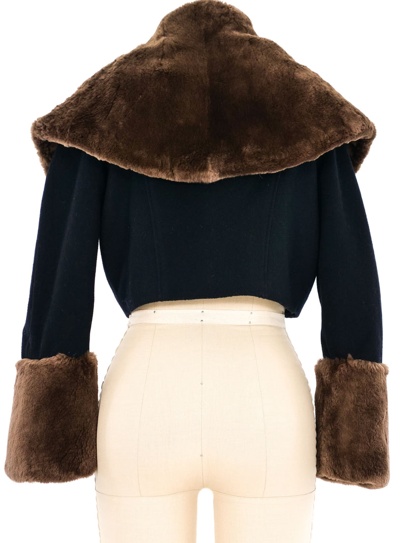 1990s Christian Lacroix Faux Fur Trim Cropped Wool Jacket Jacket arcadeshops.com