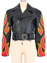 1990s North Beach Leather Flame Motorcycle Jacket Jacket arcadeshops.com