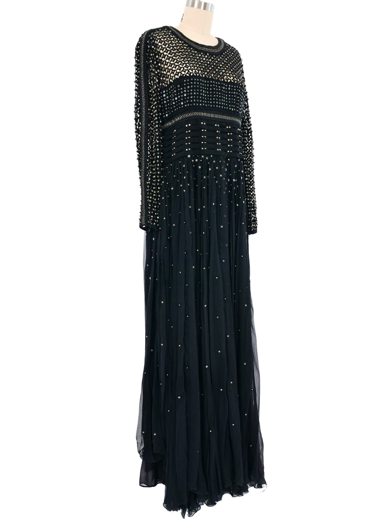 2013 Roberto Cavalli Embellished Chiffon and Suede Dress Dress arcadeshops.com