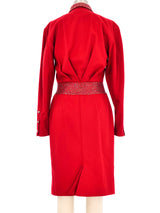 1980s Claude Montana Studded Red Wool Dress Dress arcadeshops.com