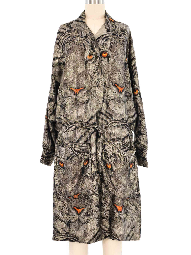 Metallic Tiger Face Drawstring Jacket Jacket arcadeshops.com