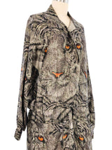 Metallic Tiger Face Drawstring Jacket Jacket arcadeshops.com