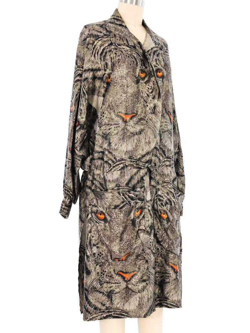 Metallic Tiger Face Drawstring Jacket Jacket arcadeshops.com