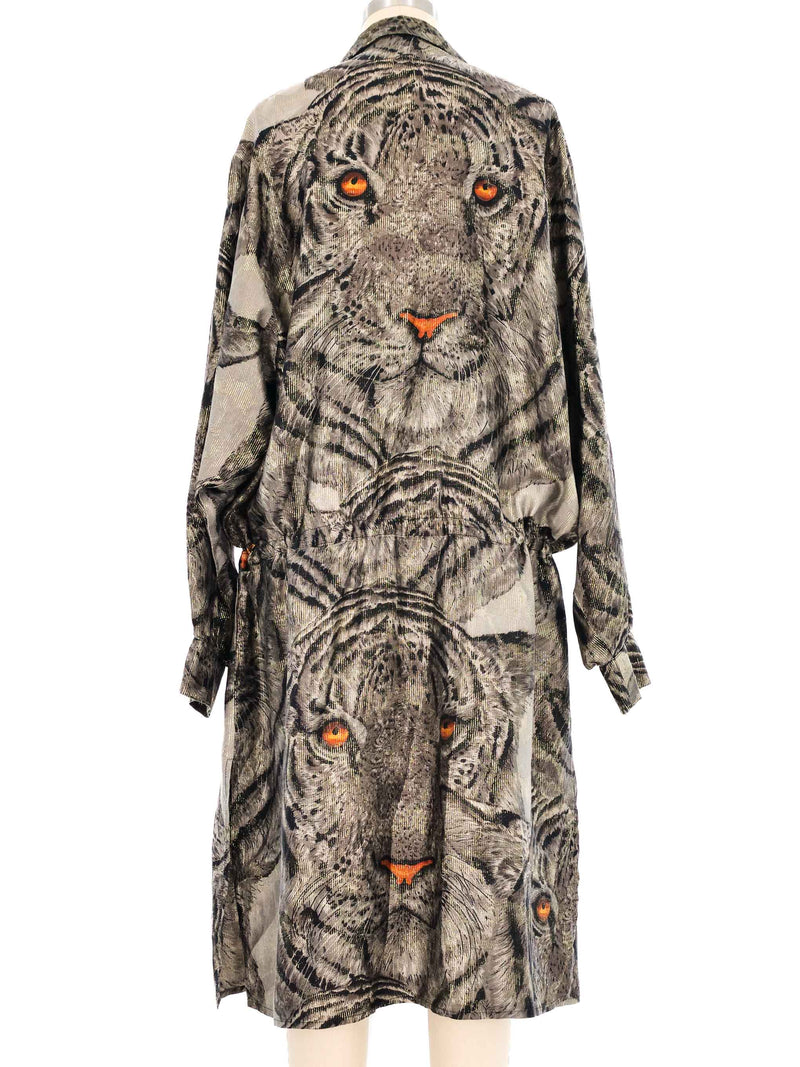 Metallic Tiger Face Drawstring Jacket Jacket arcadeshops.com