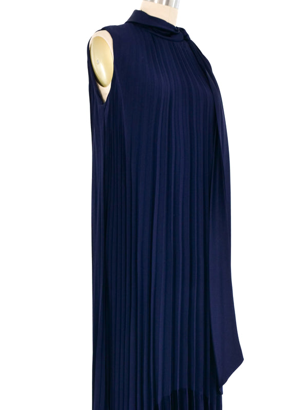 Leo Narducci Navy Pleated Swing Dress Dress arcadeshops.com