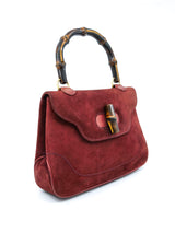 1970s Gucci Rust Suede Bamboo Handle Bag Bags arcadeshops.com