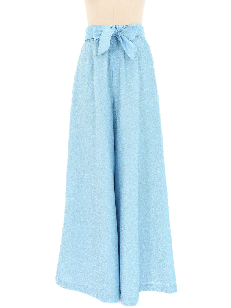 Sky Blue Glitter Palazzo Pants Bottom arcadeshops.com