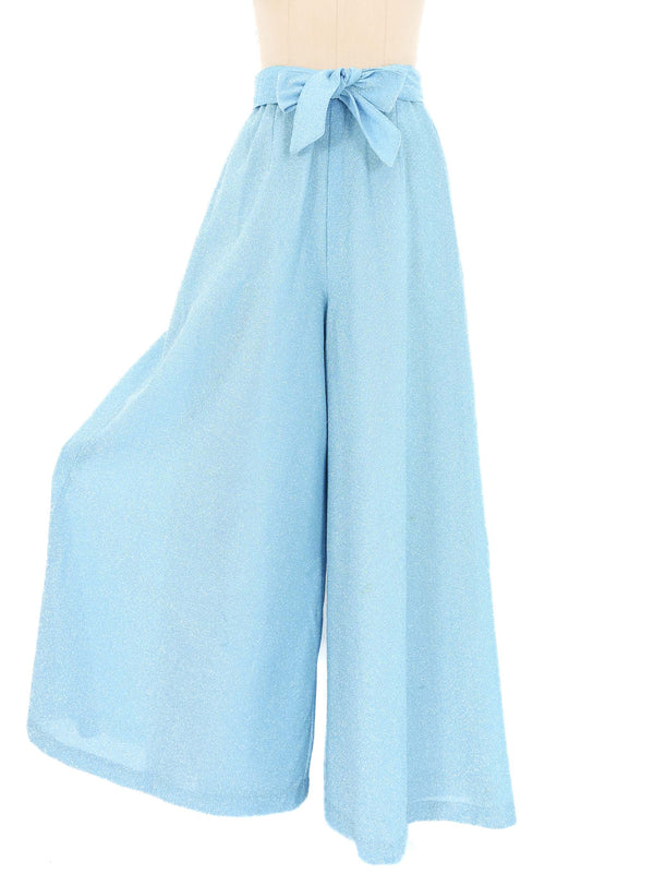 Sky Blue Glitter Palazzo Pants Bottom arcadeshops.com