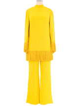 1960s Yellow Fringed Tunic Ensemble Suit arcadeshops.com