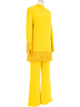 1960s Yellow Fringed Tunic Ensemble Suit arcadeshops.com