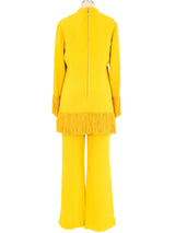 1960s Yellow Fringed Tunic Ensemble Suit arcadeshops.com