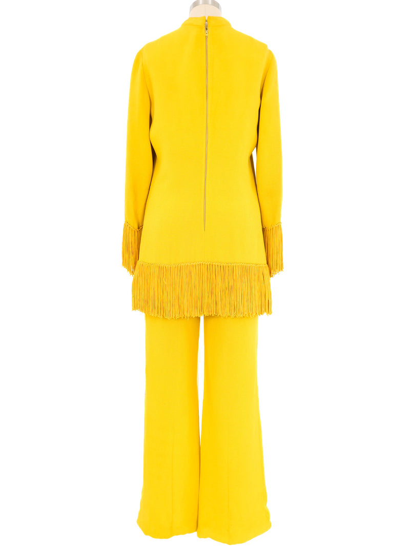 1960s Yellow Fringed Tunic Ensemble Suit arcadeshops.com